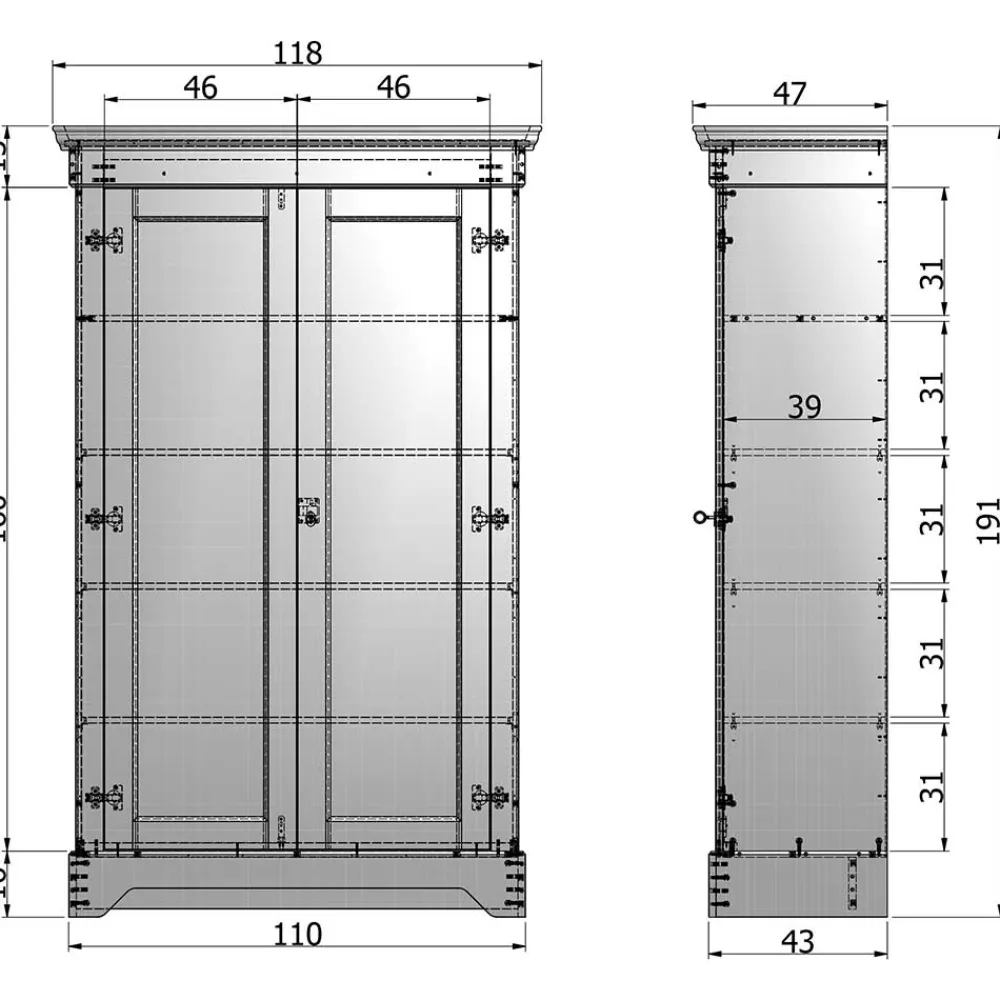 Outlet Abschließbarer Kleiderschrank Rioja Massivholzmöbel|Drehtürenschränke