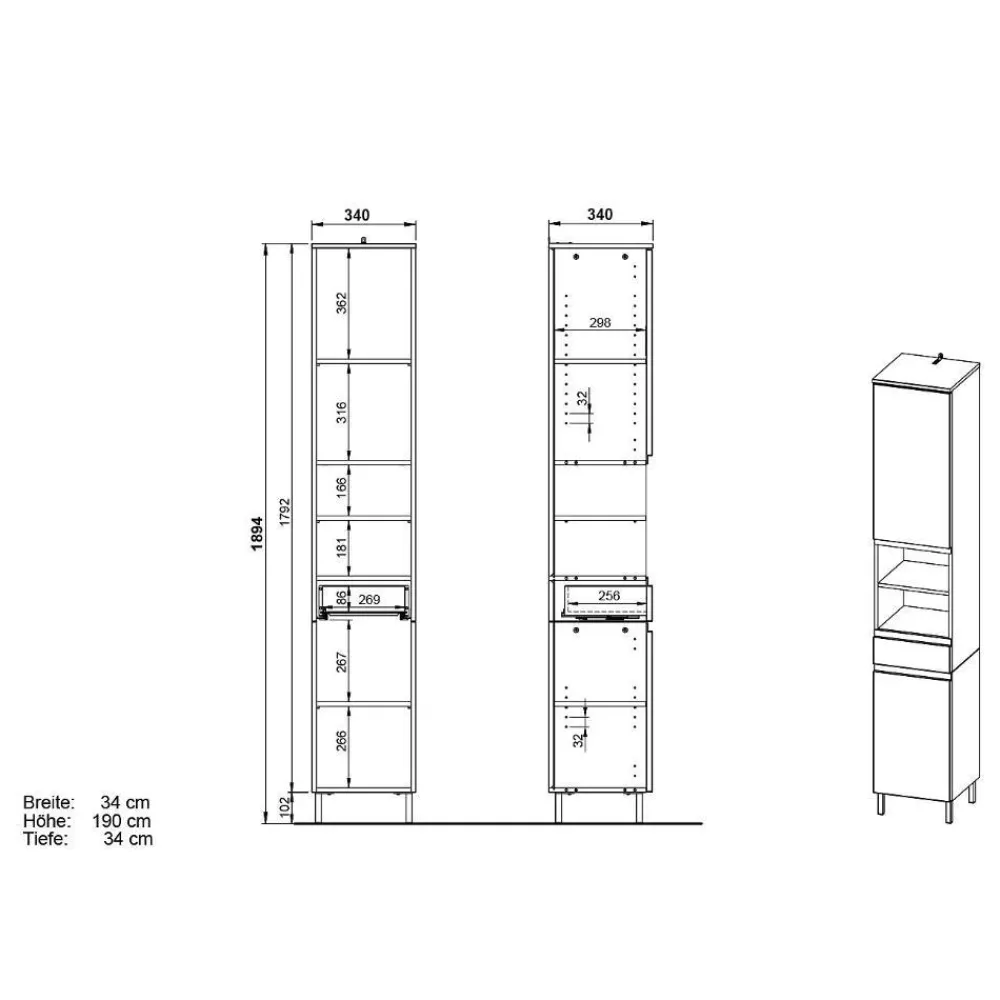 New Bad Hochschrank Abiona Badezimmerschränke|Bad Hochschränke