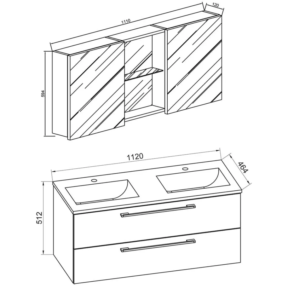 Hot Badmöbel mit Spiegelschrank Lasina Badmöbel Sets