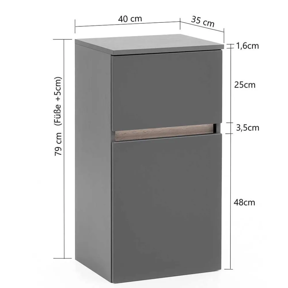 Outlet Badmöbel Set Dunkelgrau Pegruan Badmöbel Sets