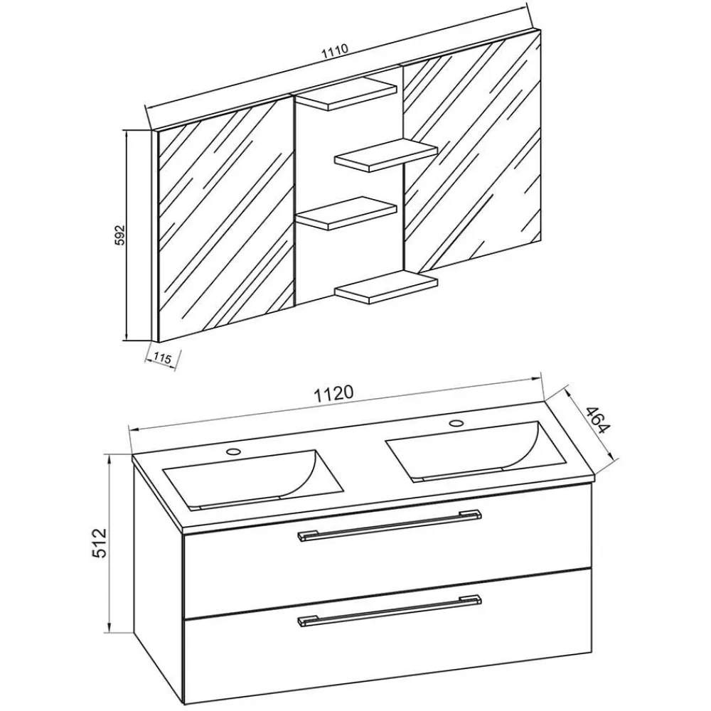 Badmöbelset mit Doppelbecken Dango*Pharao24