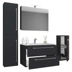 Badmöbel-Set schwarz Bonsai*Pharao24 Discount