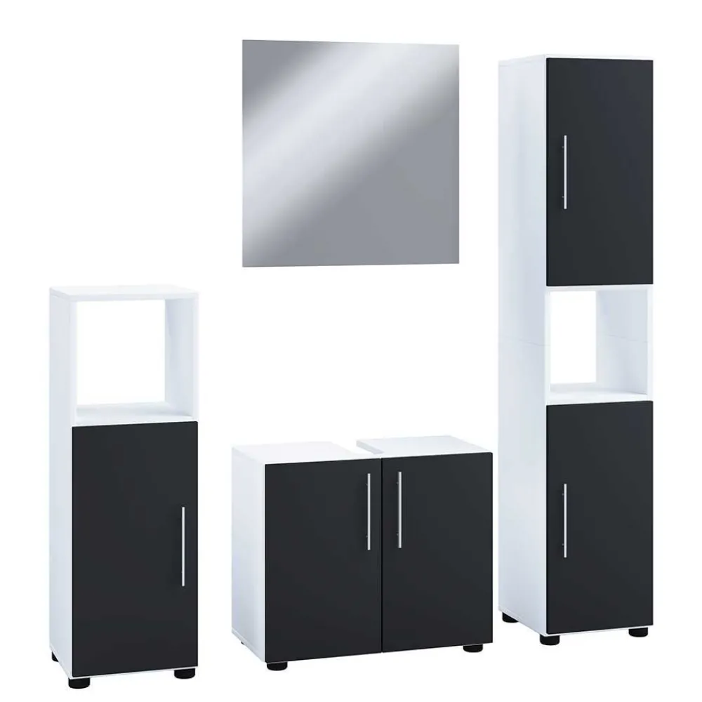 Hot Badmöbelset schwarz weiß Litora Badmöbel Sets