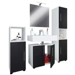 Hot Badmöbelset schwarz weiß Litora Badmöbel Sets