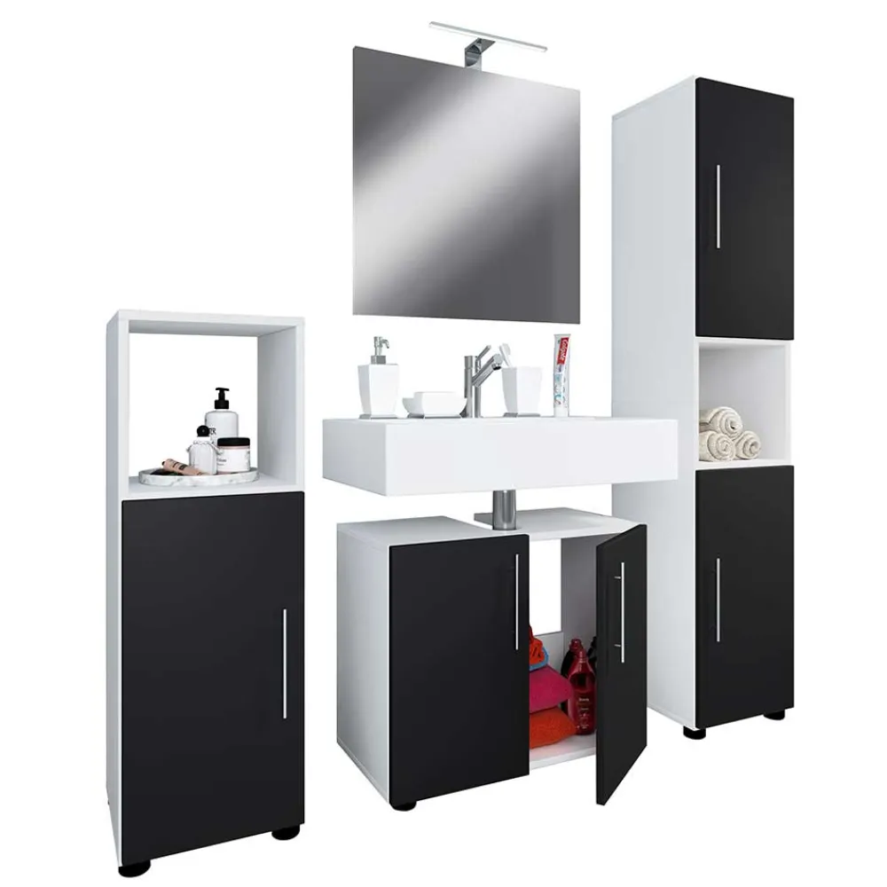 Hot Badmöbelset schwarz weiß Litora Badmöbel Sets
