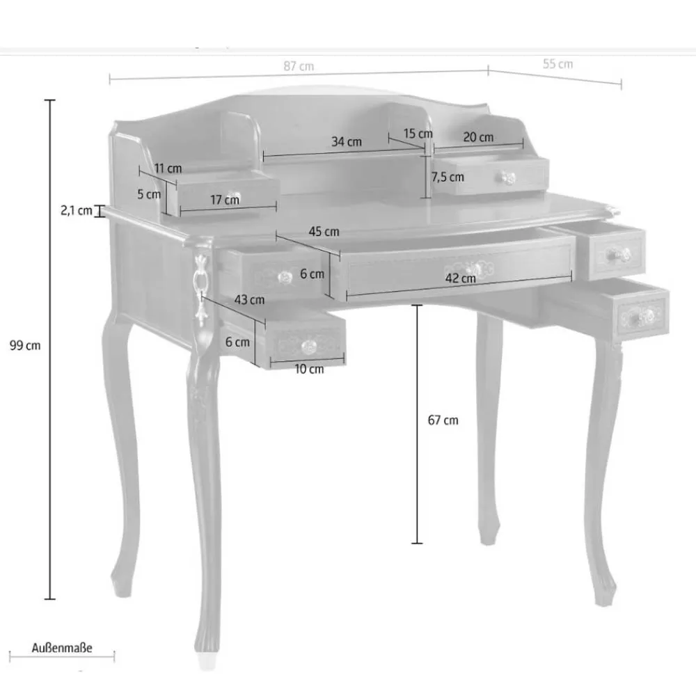 New Barock Schreibtisch und Stuhl Marzonas Computertische|Jugendschreibtische