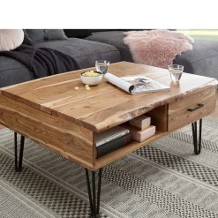 New Baumkantentisch Pauna Wohnzimmertisch|Massivholztische