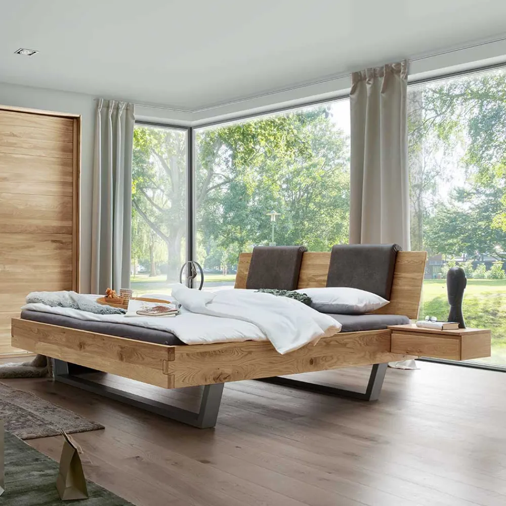 New Bett mit Nachtkonsolen Vercion Massivholzmöbel|Komfortbetten