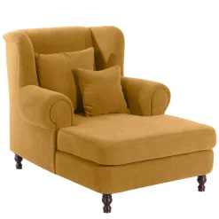 Outlet Bigsessel gelb Velours Sylvie Ohrensessel