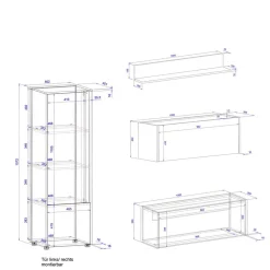 Outlet Design Wohnwand mit Schreibtisch Uzniana Moderne Wohnwände|Wohnwand 250 Cm