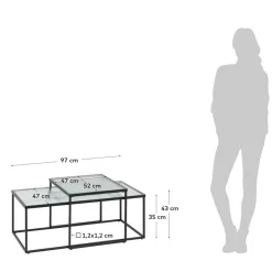 Discount Designercouchtisch 2teilig Beau Glastische