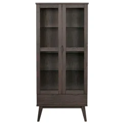 Outlet Dunkelbraune Vitrine Bull Vitrinenschrank|Wohnzimmervitrinen