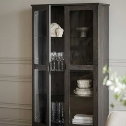 Outlet Dunkelbraune Vitrine Bull Vitrinenschrank|Wohnzimmervitrinen