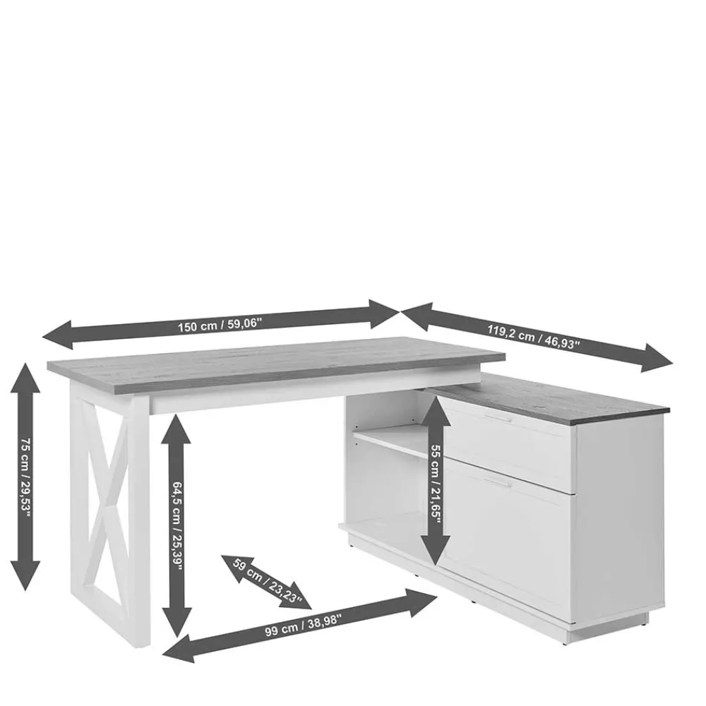 Eckschreibtisch Stephanie*Pharao24 Clearance