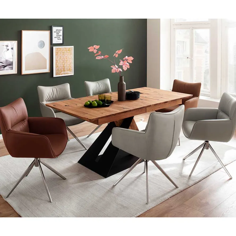 Esstischstuhl Set drehbar Dana Lederstühle|Esszimmersessel