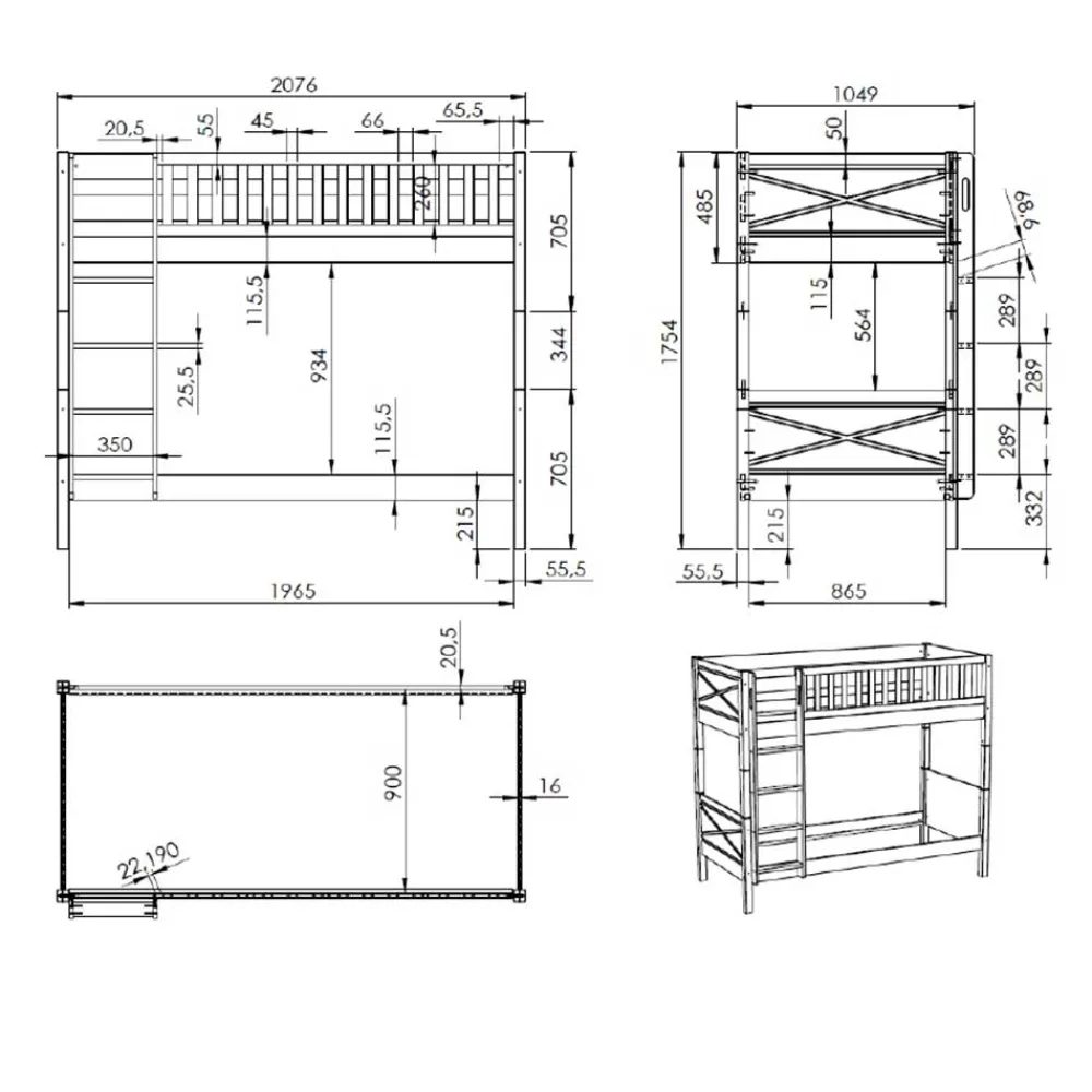 New Etagen Hochbett Milarin Massivholzbetten|Funktionsbetten