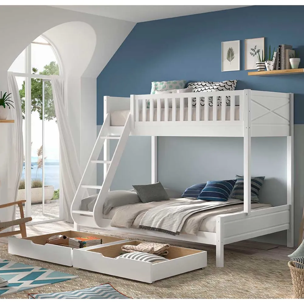 Clearance Etagenbett Weiß Vorenza Funktionsbetten|Schubkastenbetten