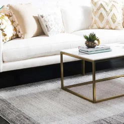 Outlet Grauer Kurzflor Teppich Grandios Teppiche