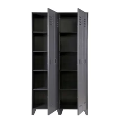 Grauer Spindschrank Leonora Massivholzmöbel|Drehtürenschränke