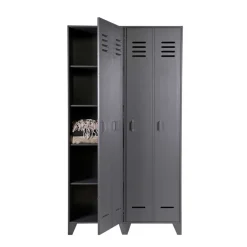 Grauer Spindschrank Leonora Massivholzmöbel|Drehtürenschränke