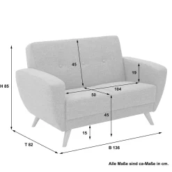 Graues Zweiersofa Rujona*Pharao24 New