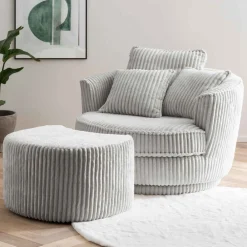 Clearance Hellgrauer Sessel mit Hocker Mirabal Wohnzimmer Sessel|Relaxsessel