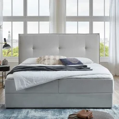 Hellgraues Boxbett Valpara Funktionsbetten|Schubkastenbetten