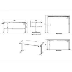 Höhenverstellbarer Schreibtisch Gordon*Pharao24 Discount