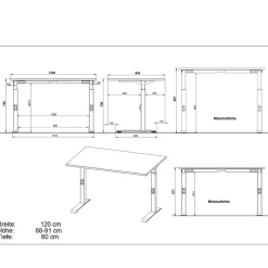 Höhenverstellbarer Schreibtisch Monique*Pharao24 Clearance