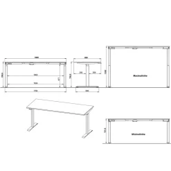 Outlet Höhenverstellbarer Schreibtisch Gowri Schreibtische