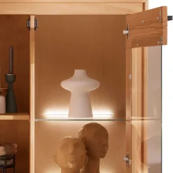 Outlet Highboard Vitrine Olmedo Massivholzmöbel|Wohnzimmerschrank