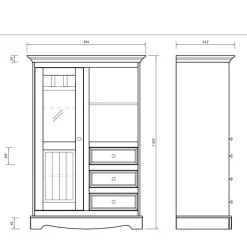New Highboard Vitrine Renero Küchenkommode|Esszimmerkommoden