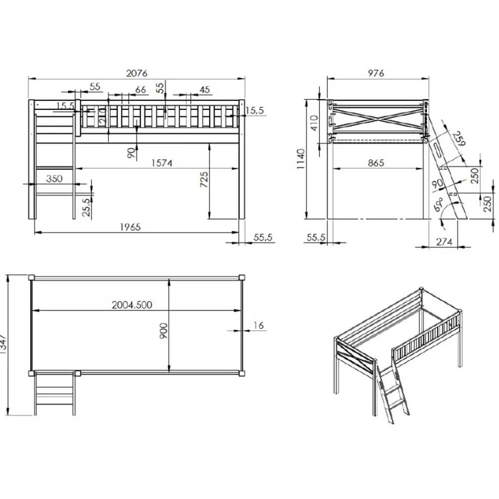 Clearance Hochbettgestell Brava Kinder Kinderhochbetten|Kinderbetten