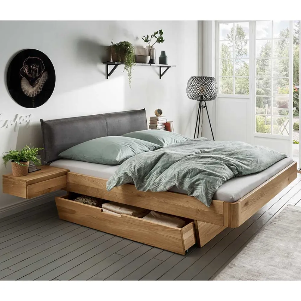 Holzbett mit Konsolen Pacurian Massivholzmöbel|Funktionsbetten