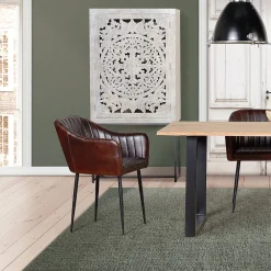 Online Holzschrank massiv Annatto Vitrinenschrank