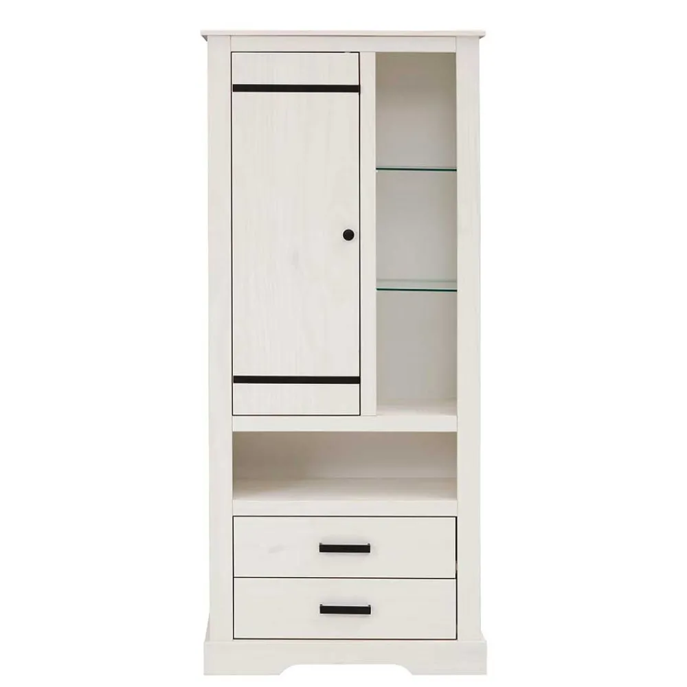 Discount Kiefernschrank Siluzia Vitrinenschrank