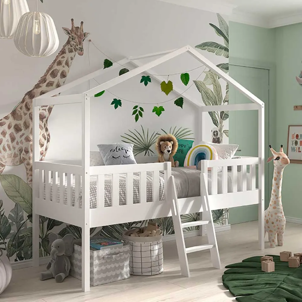 Discount Kinder Hausbett mit Leiter Comi Kinder Kinderbetten|Kinderhochbetten