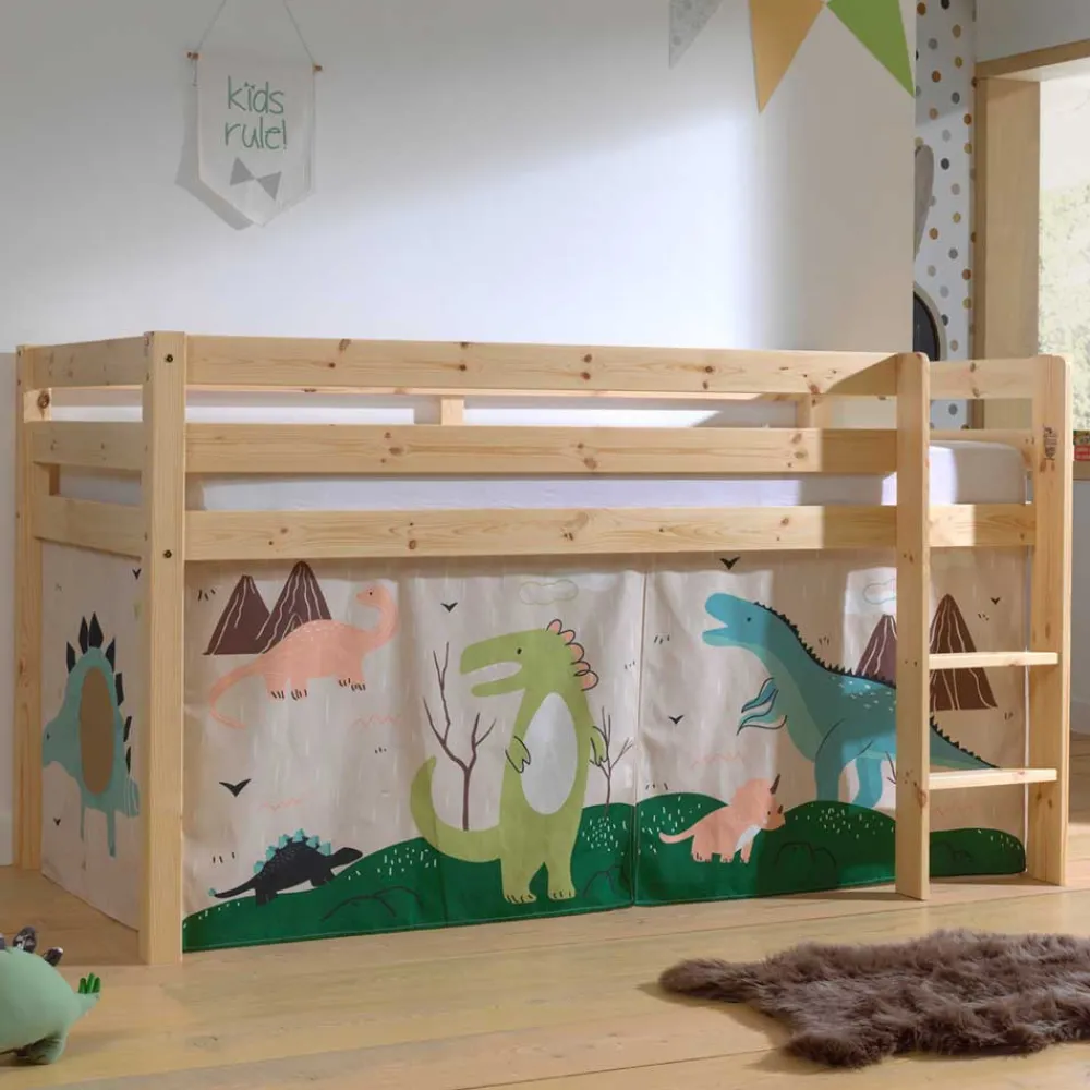 Kinder Hochbett mit Vorhang Sestranco*Pharao24 Discount