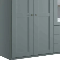 New Kleiderschrank graugrün Landhaus Forjan Drehtürenschränke|Kleiderschränke