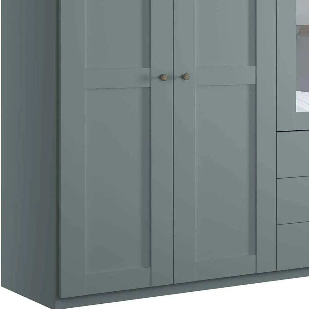 New Kleiderschrank graugrün Landhaus Forjan Drehtürenschränke|Kleiderschränke