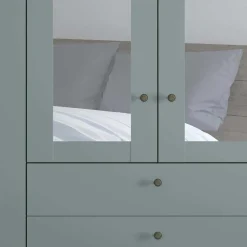 New Kleiderschrank graugrün Landhaus Forjan Drehtürenschränke|Kleiderschränke