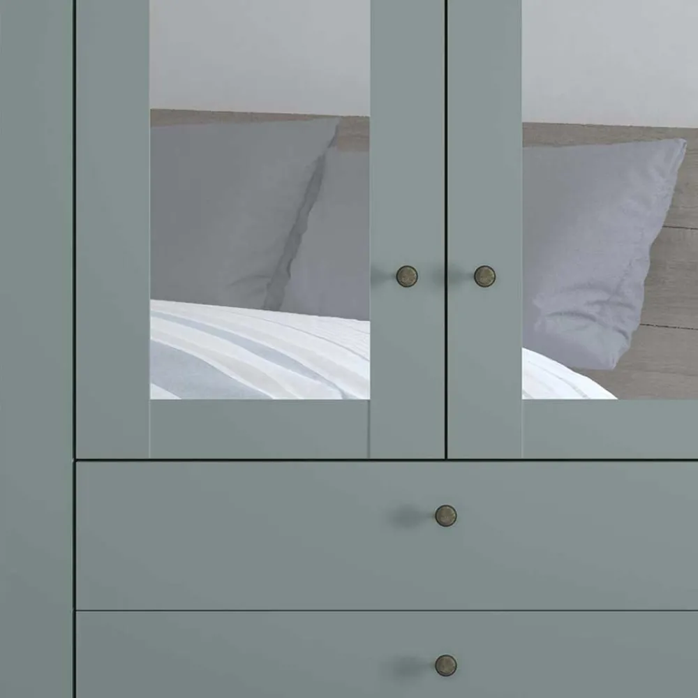 New Kleiderschrank graugrün Landhaus Forjan Drehtürenschränke|Kleiderschränke