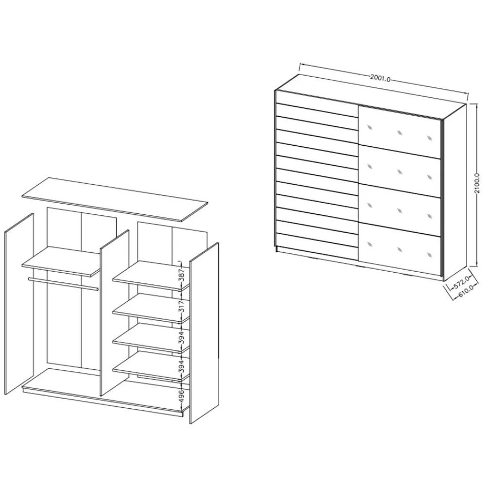 Kleiderschrank Schwebetüren Salassos*Pharao24 Hot