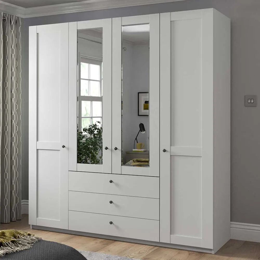 Clearance Kleiderschrank weiss Tudana Drehtürenschränke|Kleiderschränke