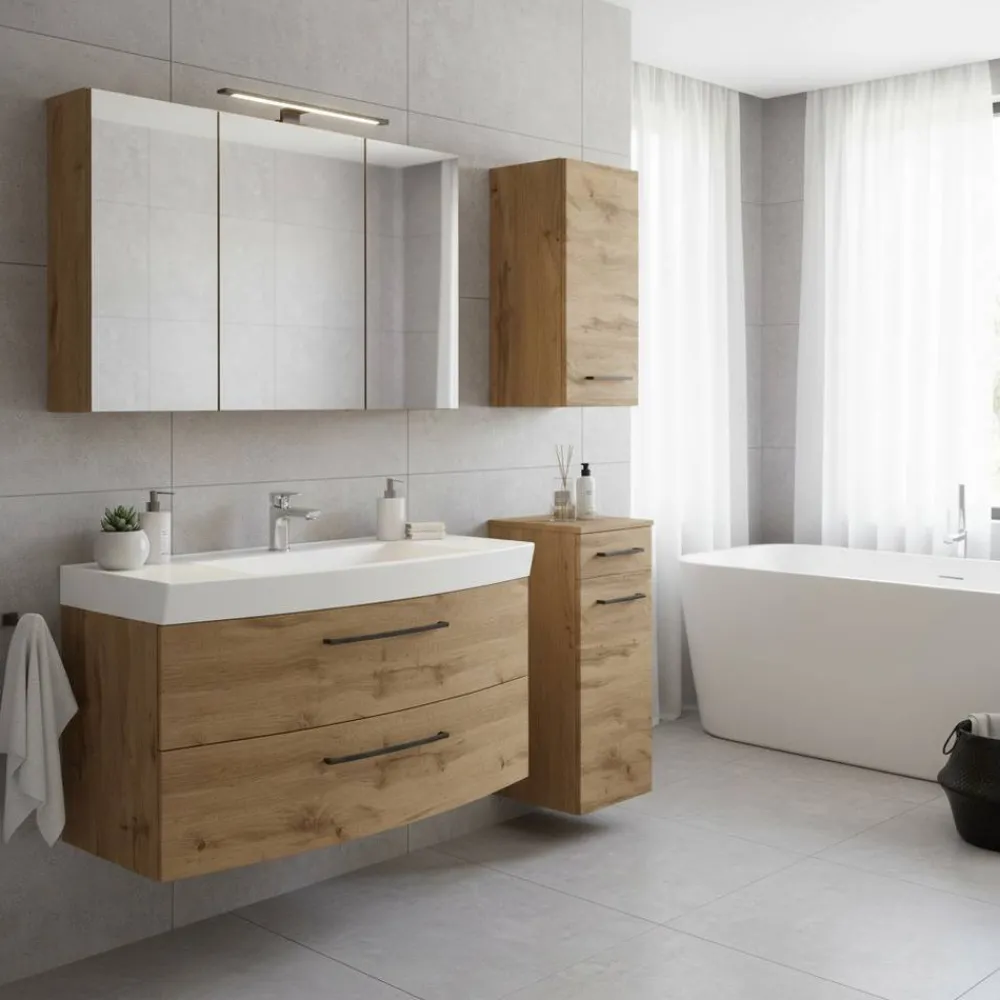 Outlet Landhaus Badmöbel Set Longos Badmöbel Sets