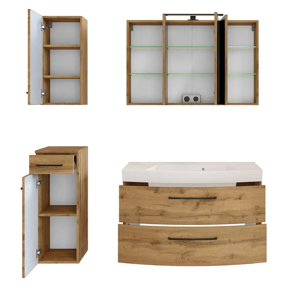 Outlet Landhaus Badmöbel Set Longos Badmöbel Sets