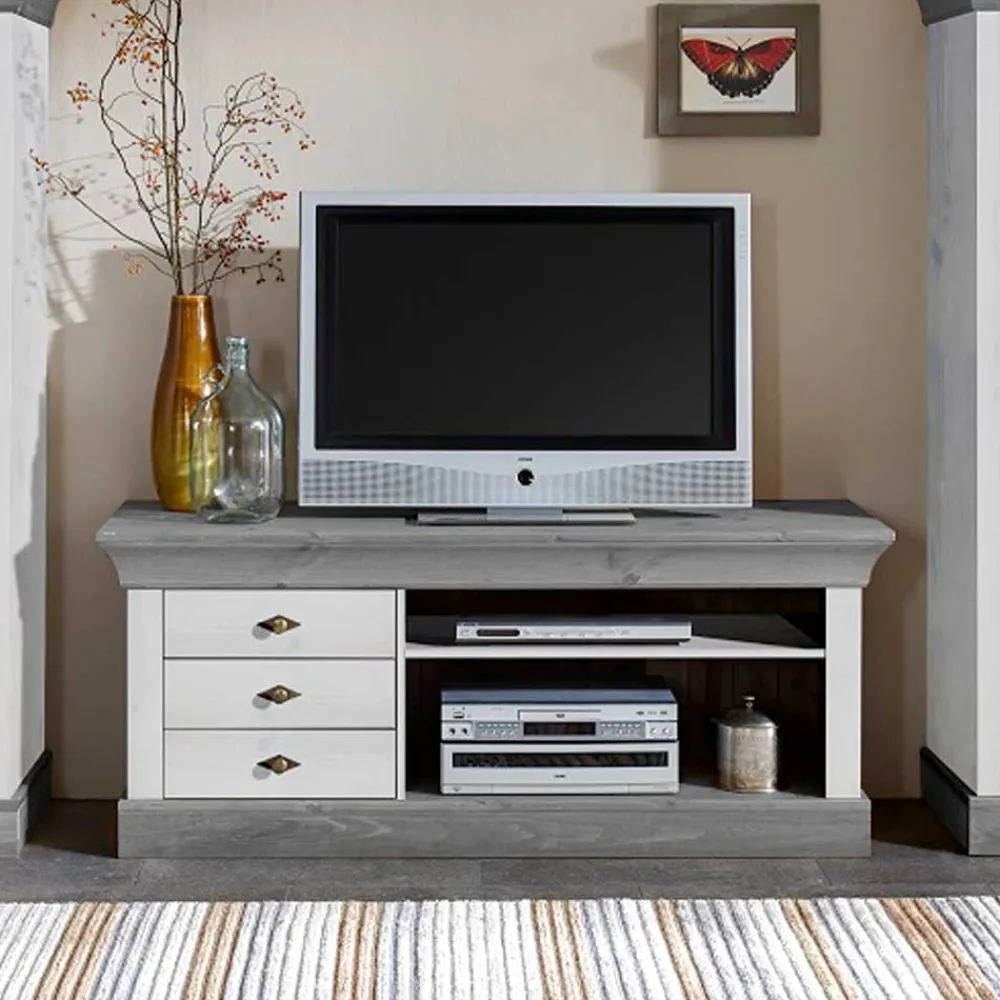 Sale Landhaus Lowboard Boulogne Massivholz Tv Möbel|Fernsehtische