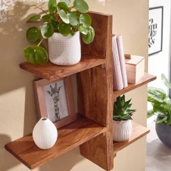 Outlet Massivholz Sheesham Regal Ulma Hängeregale|Wohnzimmerregale