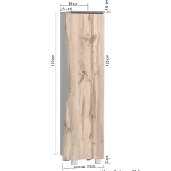 Outlet Midischrank Baumkantenoptik Eleon Badezimmerschränke|Bad Hochschränke