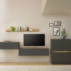 Outlet Moebelset mit Schreibplatz Uzniana Moderne Wohnwände|Wohnwand 350 Cm